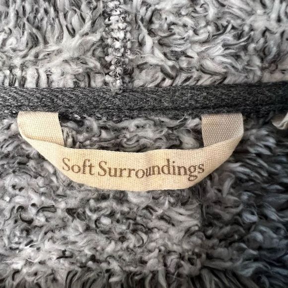 Soft Surroundings Women's Heathered Space Gray Cozy Up Teddy Cardigan Sz Medium - Picture 5 of 14